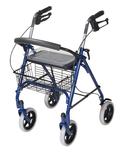 4 Wheel Steel Rollator w/7  Casters & Basket- Loop-Blue