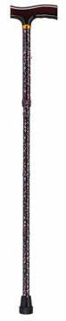 Folding Cane Pistol Grip  Adj. Black Floral  33  - 37